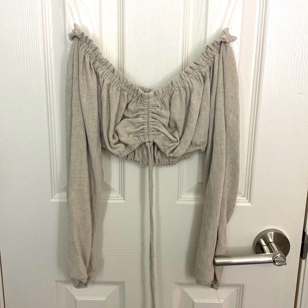 A beige crop top